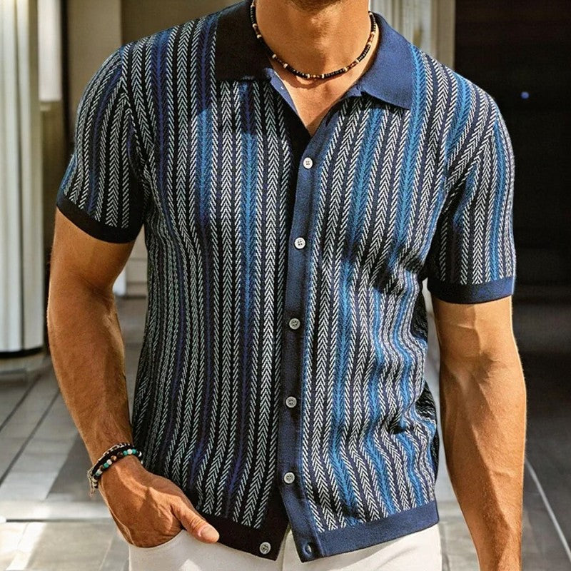 Men's Button-Down Shirt in Organic Cotton Herringbone