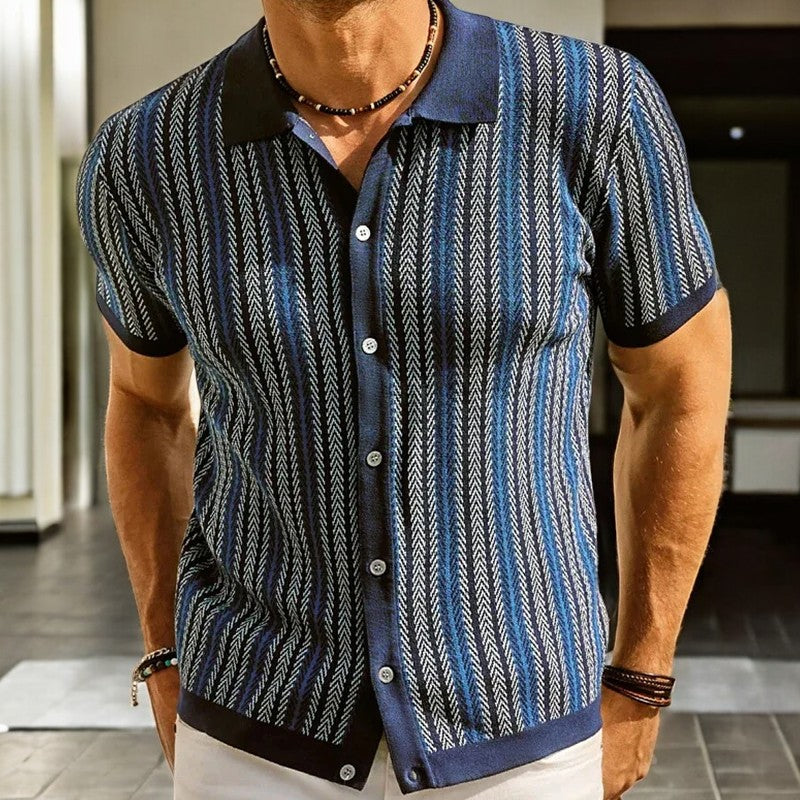 Men's Button-Down Shirt in Organic Cotton Herringbone