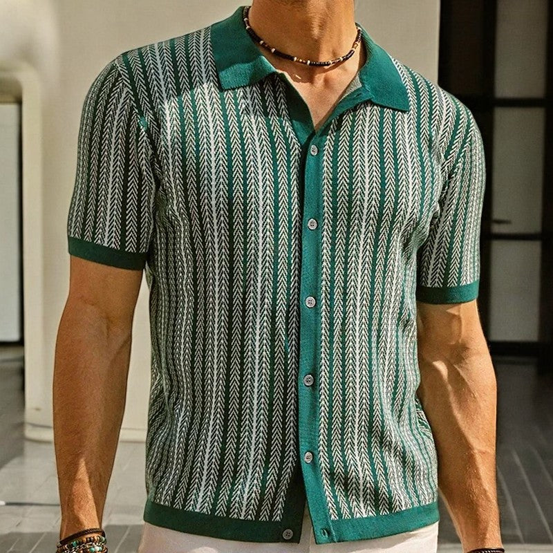 Men's Button-Down Shirt in Organic Cotton Herringbone