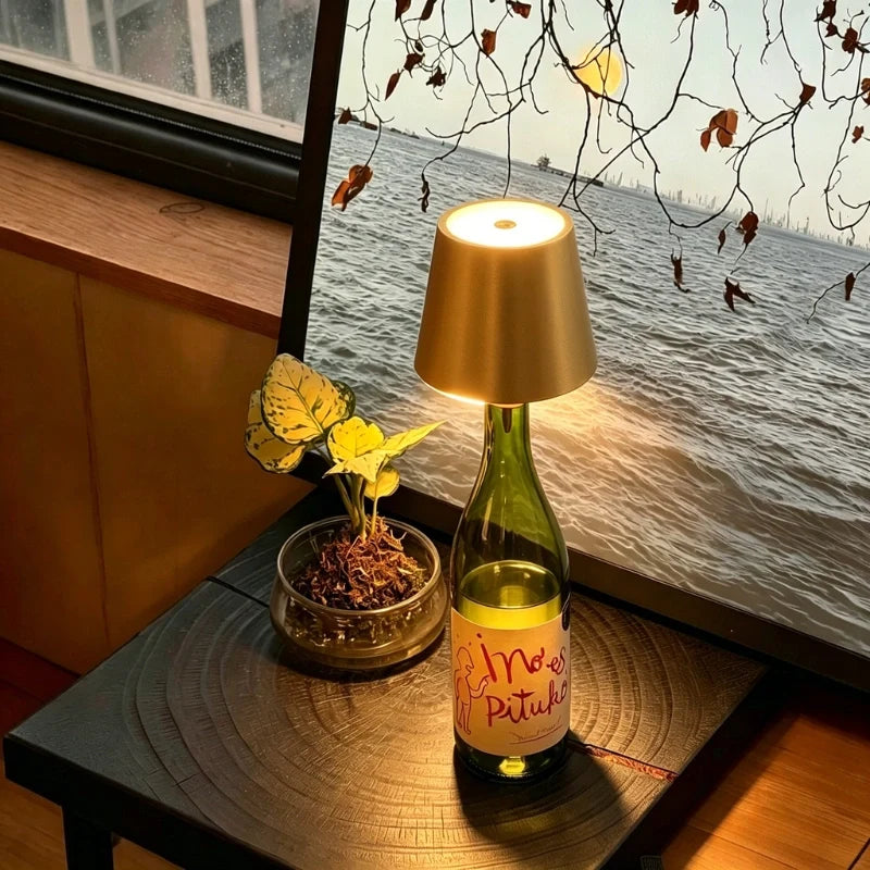Rechargeable Bottle Topper Table Lamp - Dimmable Cordless LED Light