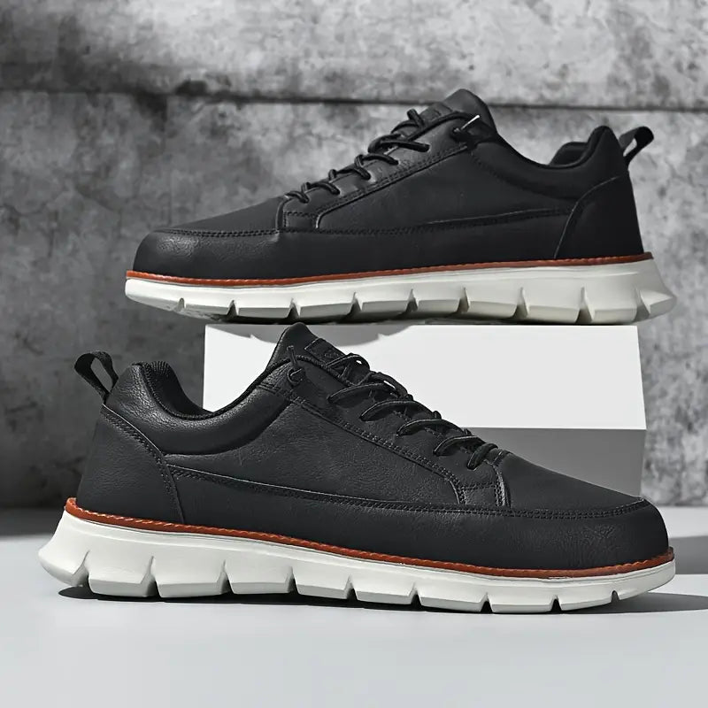 Men's Leather Sneakers with Orthopedic Cushioned Insole