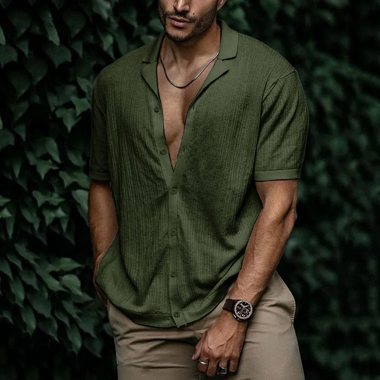 Men's Casual Short Sleeve Button Up Shirt
