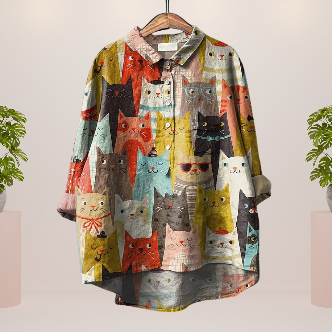 Women's Colorful Printed T-Shirt – Dog, Cat & Floral Designs