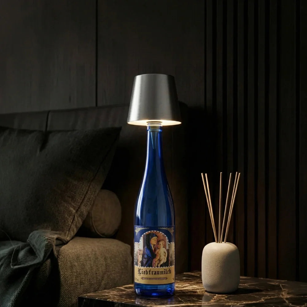 Rechargeable Bottle Topper Table Lamp - Dimmable Cordless LED Light