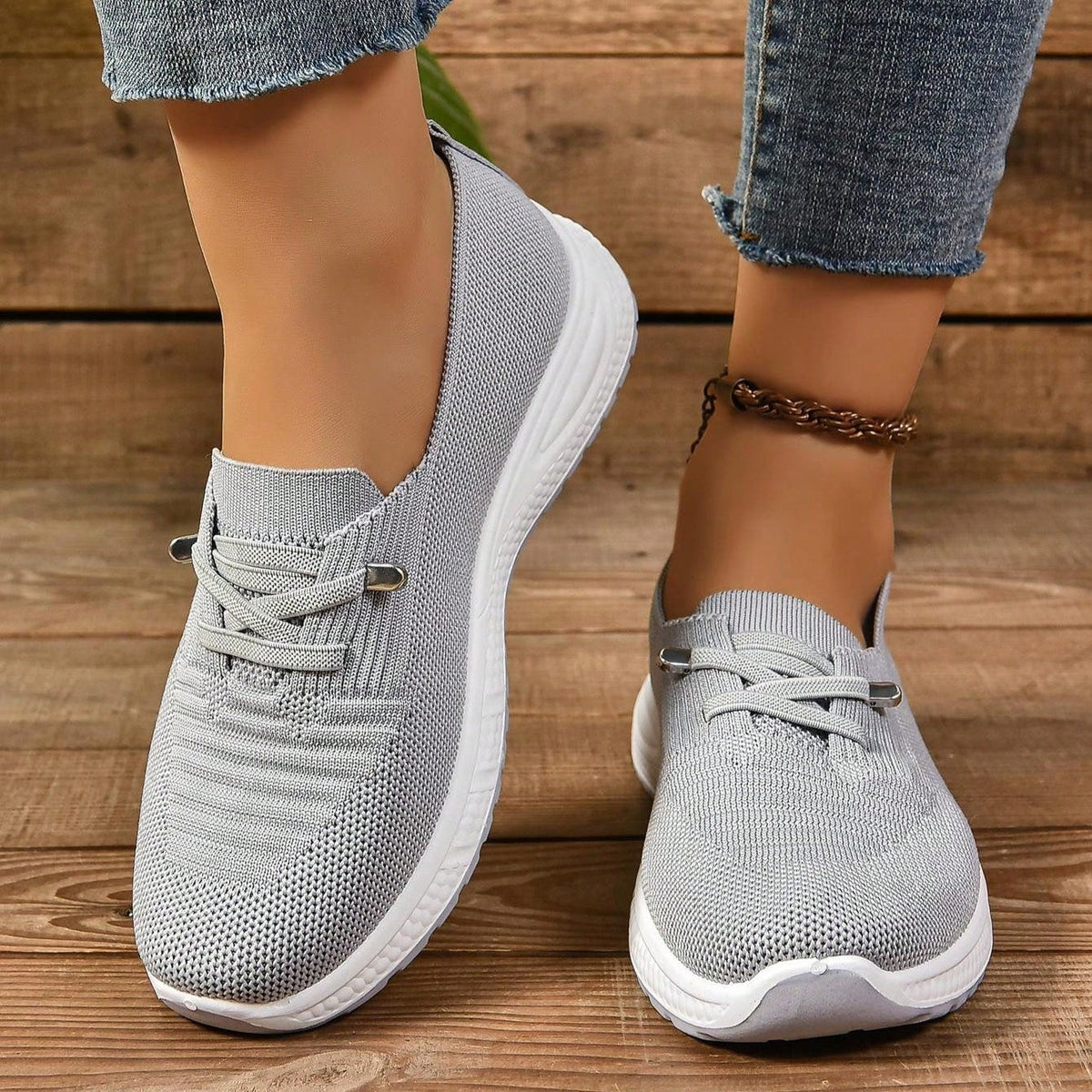 Women's Slip-On Sneakers Wide Toe Box Light Grey