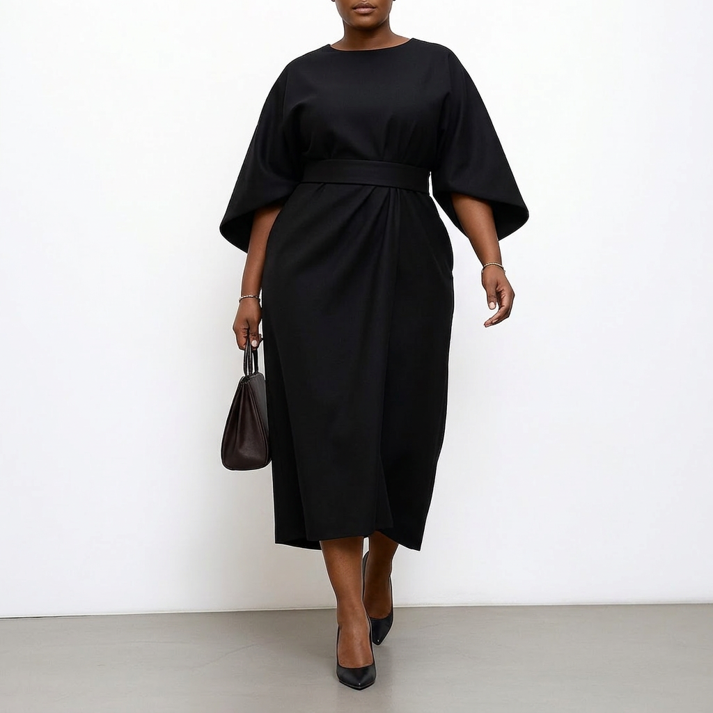 Women's Maxi Dress with Batwing Sleeves