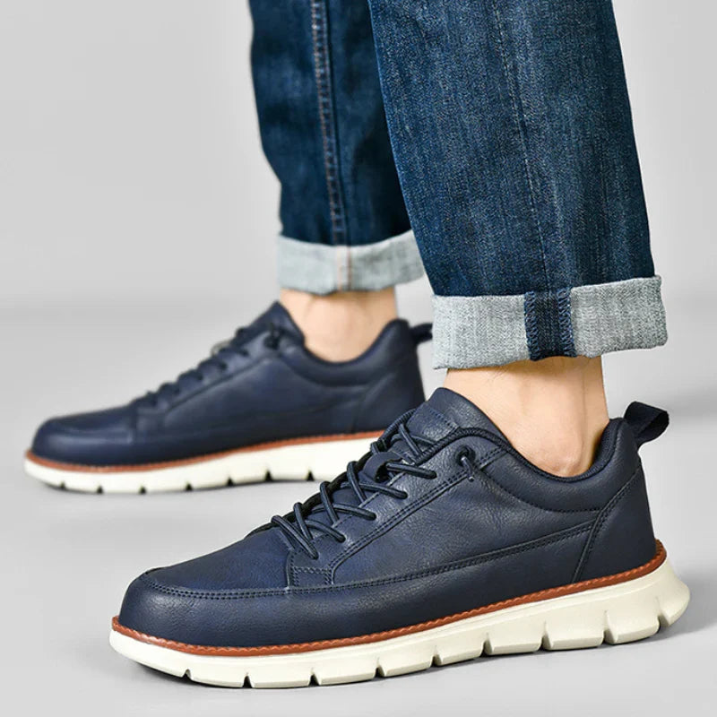 Men's Leather Sneakers with Orthopedic Cushioned Insole