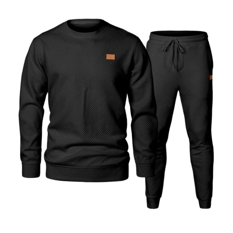 Men's 2 Piece Sweatsuit Set – Textured Jacquard Jacket & Pants
