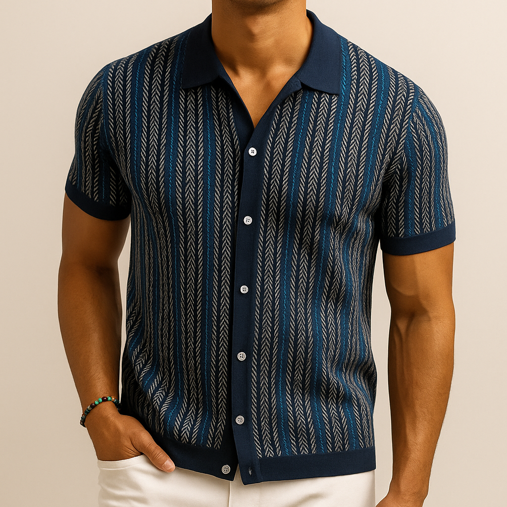 Men's Button-Down Shirt in Organic Cotton Herringbone