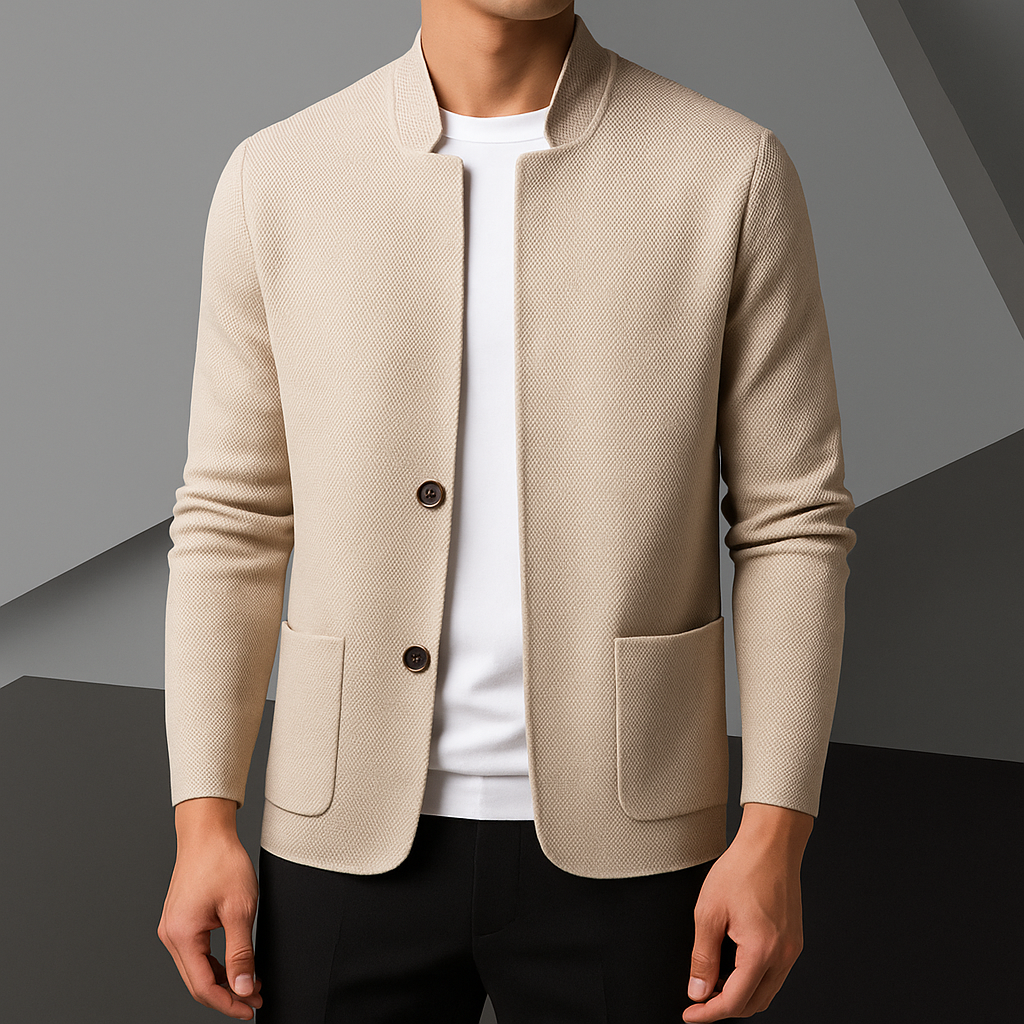 Women's Knit Cardigan with Stand Collar
