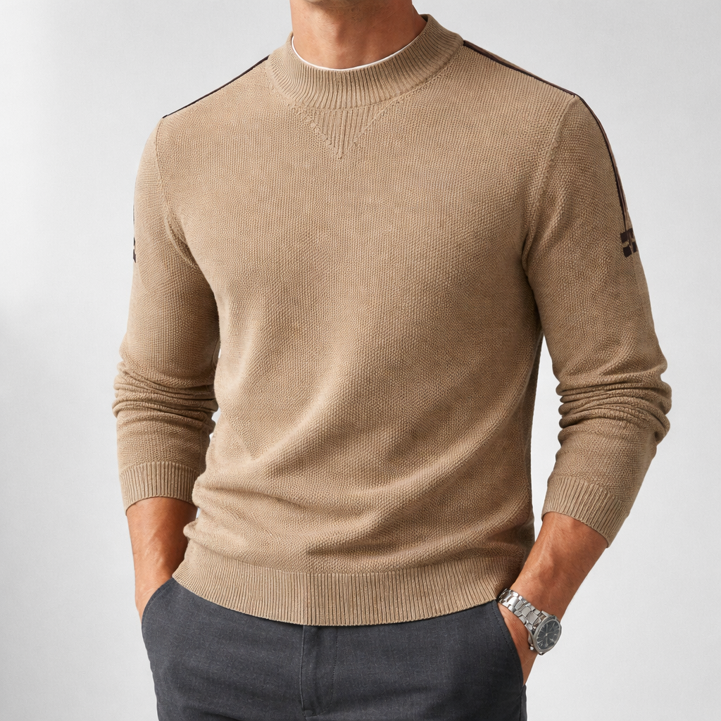 Women's Waffle-Knit Sweater with Ribbed Trim