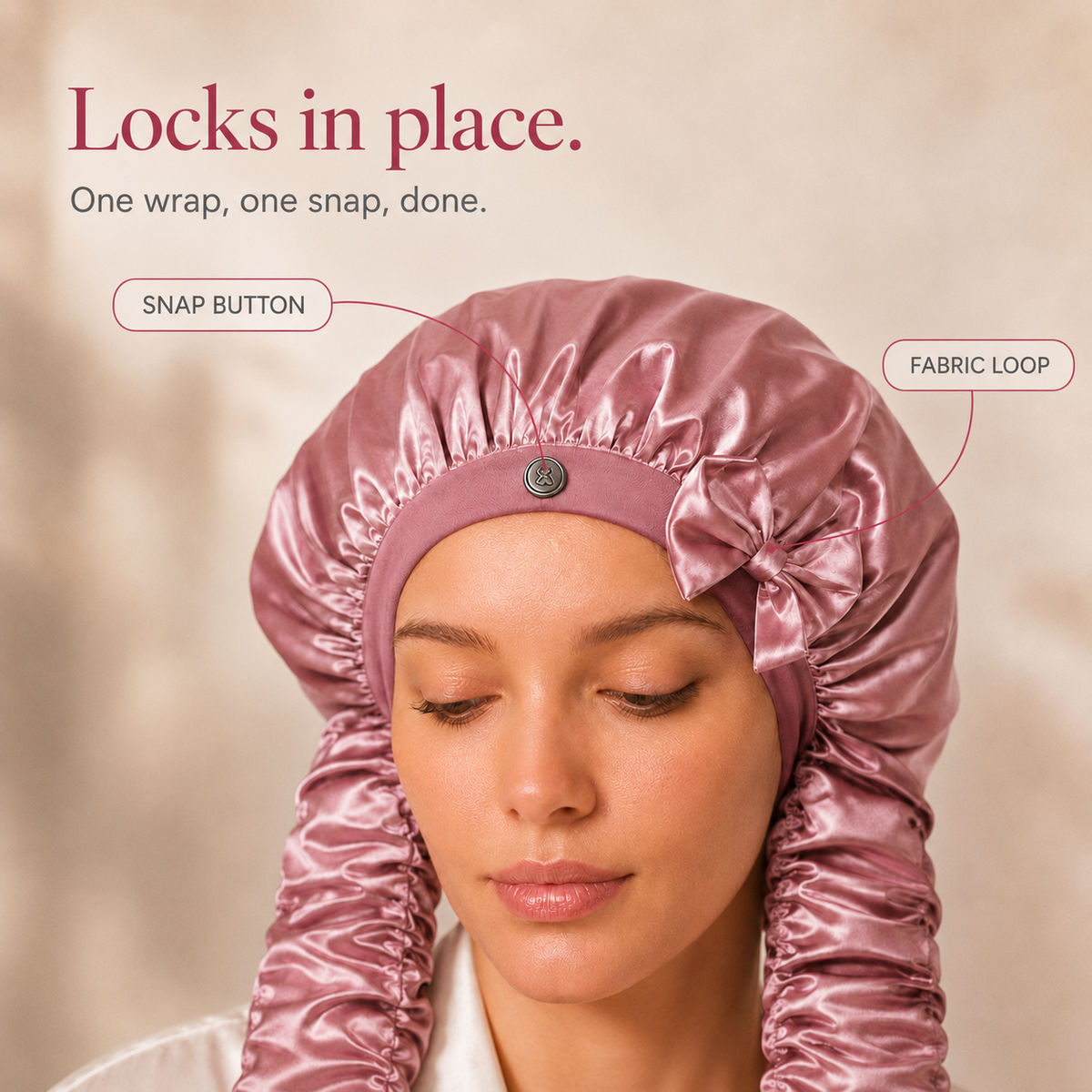Long Hair Satin Sleep Bonnet with Extra-Long Sleeve