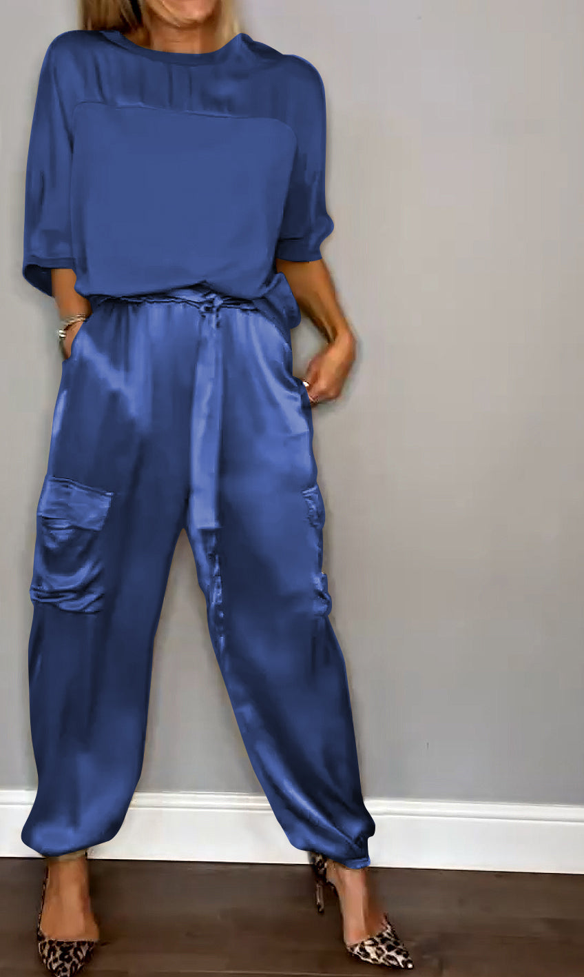 Women's Shirt and Shorts Set with Pockets