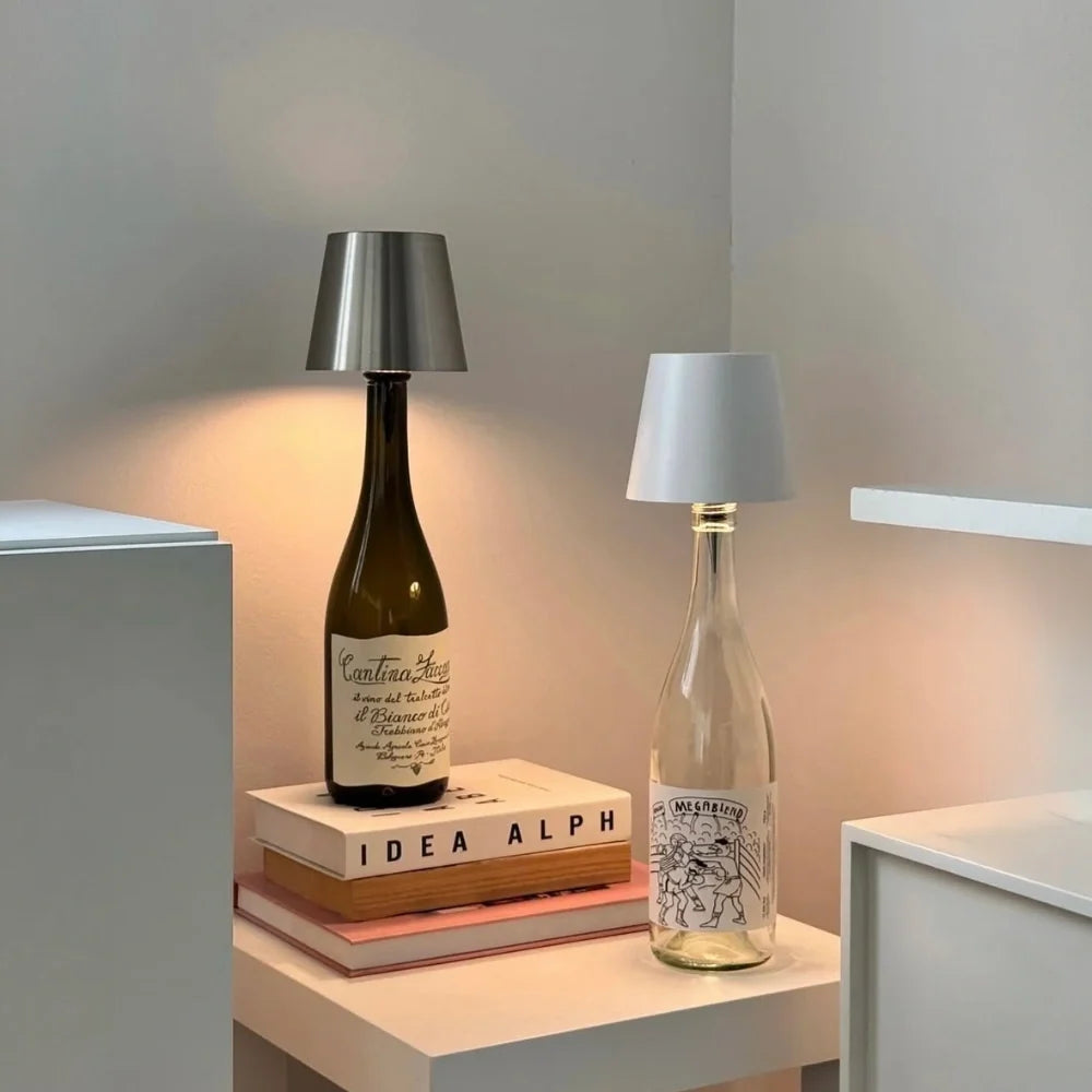 Rechargeable Bottle Topper Table Lamp - Dimmable Cordless LED Light