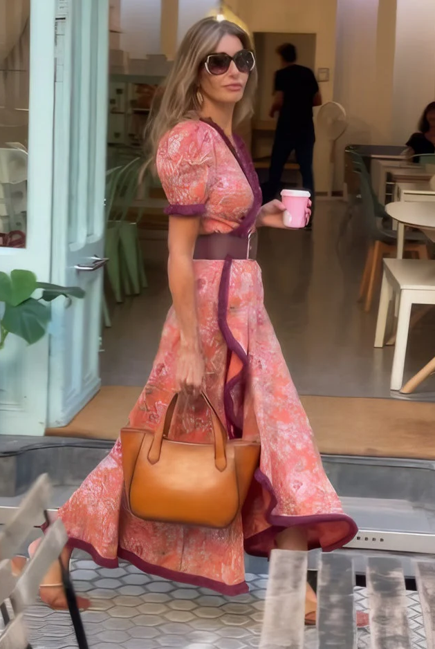 Women's Floral Maxi Dress with Tie Waist Belt
