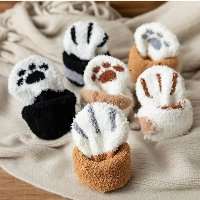 Women's Cat Paw Socks – Plush Cotton Blend