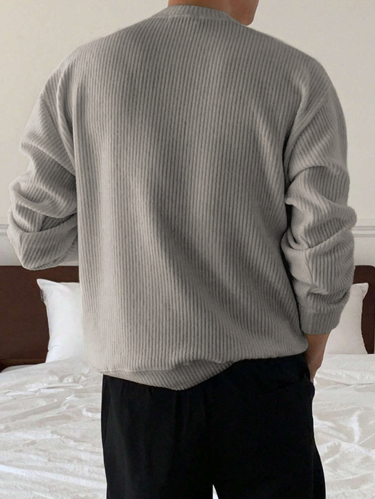 Men's Ribbed Crew-Neck Sweater – Relaxed Fit Knit Pullover