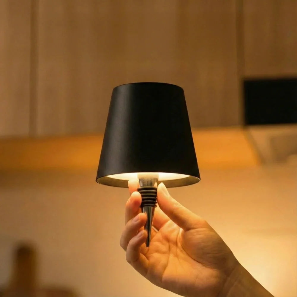 Rechargeable Bottle Topper Table Lamp - Dimmable Cordless LED Light
