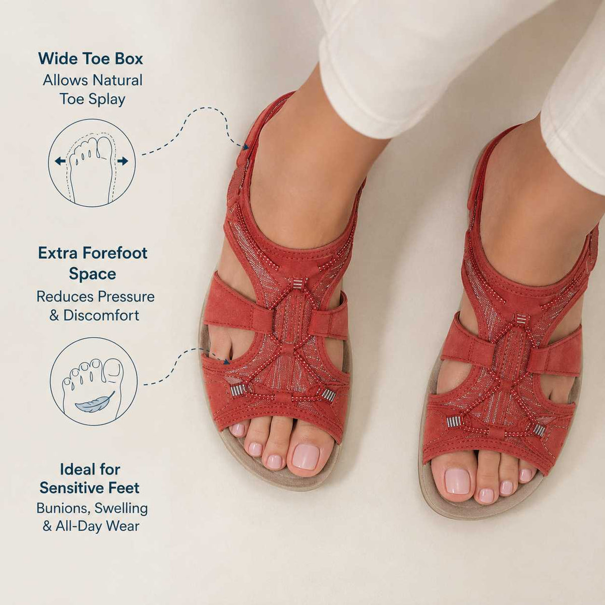 Women's Adjustable Orthopedic Sandals with Arch Support and Wedge Sole