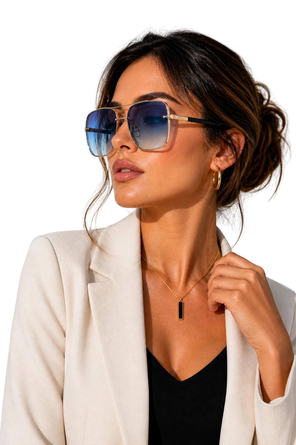 Retro Aviator Sunglasses with Gold Frame and UV400 Gradient Lens
