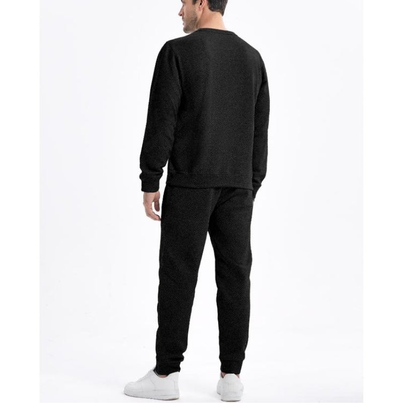 Men's 2 Piece Sweatsuit Set – Textured Jacquard Jacket & Pants