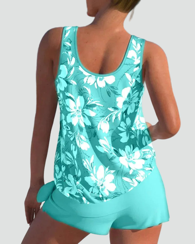 Women's Tankini Set Floral Print Shaping Two-Piece Swimwear