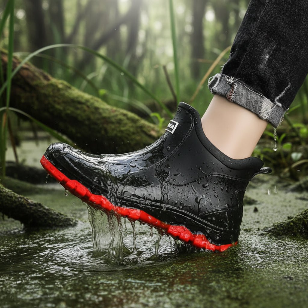 Women's Waterproof Rubber Boots - Ankle-High Rain Boots