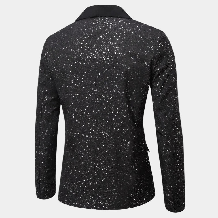 Men's Sequin Blazer with Satin Shawl Collar