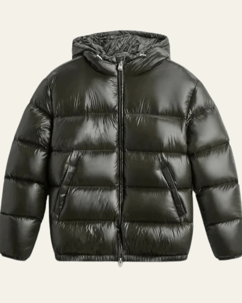 Men's Down Jacket Nylon Glossy Finish Goose Feather Fill