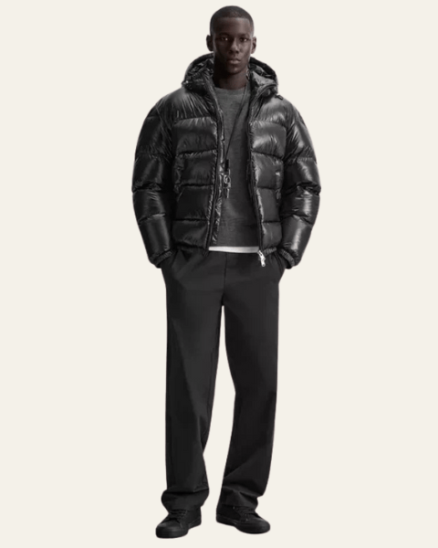 Men's Down Jacket Nylon Glossy Finish Goose Feather Fill