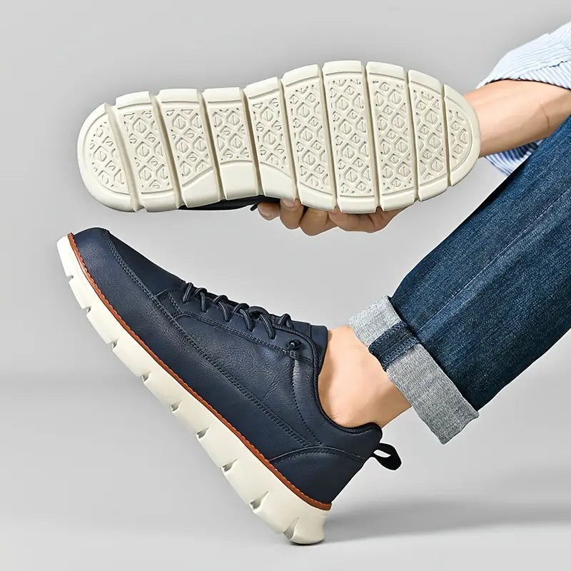 Men's Leather Sneakers with Orthopedic Cushioned Insole