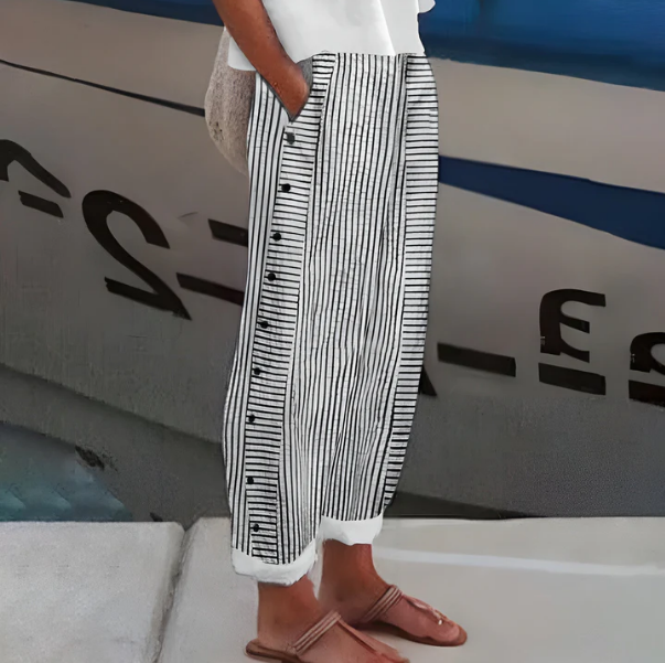 Women's Striped Wide-Leg Trousers
