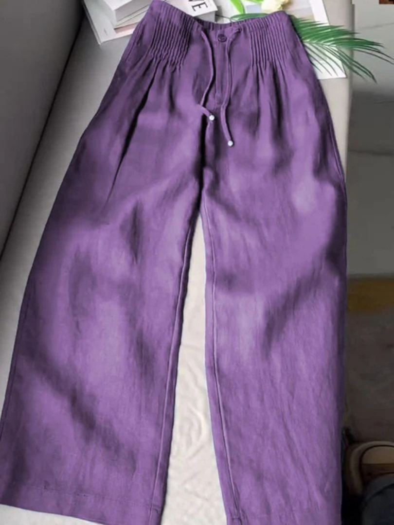 Women's High-Rise Wide-Leg Pants with Drawstring Waist