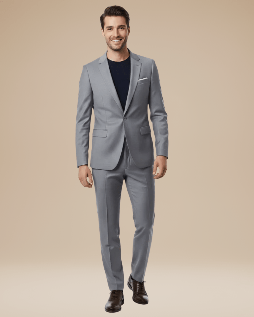 Men's Two-Piece Tailored Suit – Stretch Fabric Slim Fit