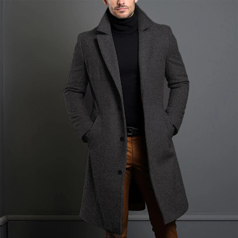 Men's Formal Winter Coat – Tailored Wool-Blend Overcoat