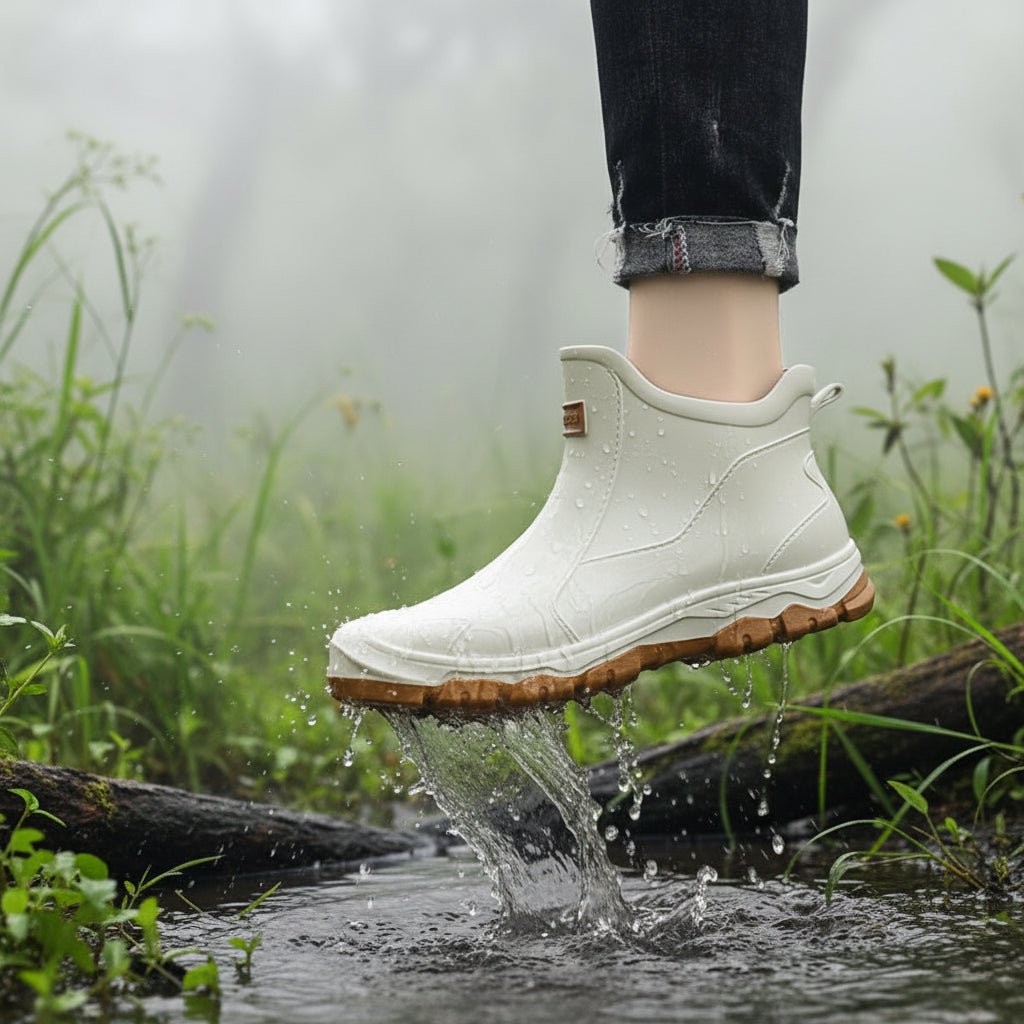 Women's Waterproof Rubber Boots - Ankle-High Rain Boots
