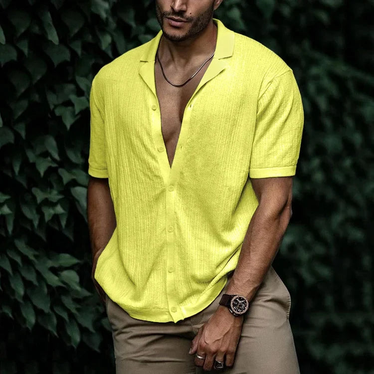 Men's Casual Short Sleeve Button Up Shirt