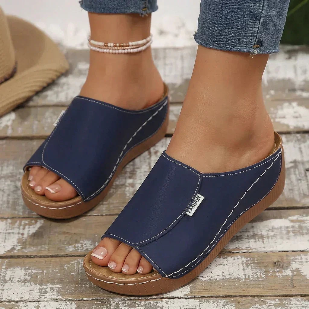 Women's Slip-On Sandals with Mid-Heel Platform