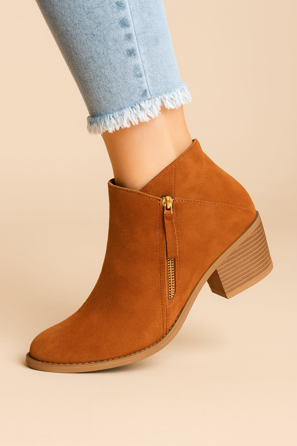 Women's Orthopedic Ankle Boots with Side Zip and Block Heel