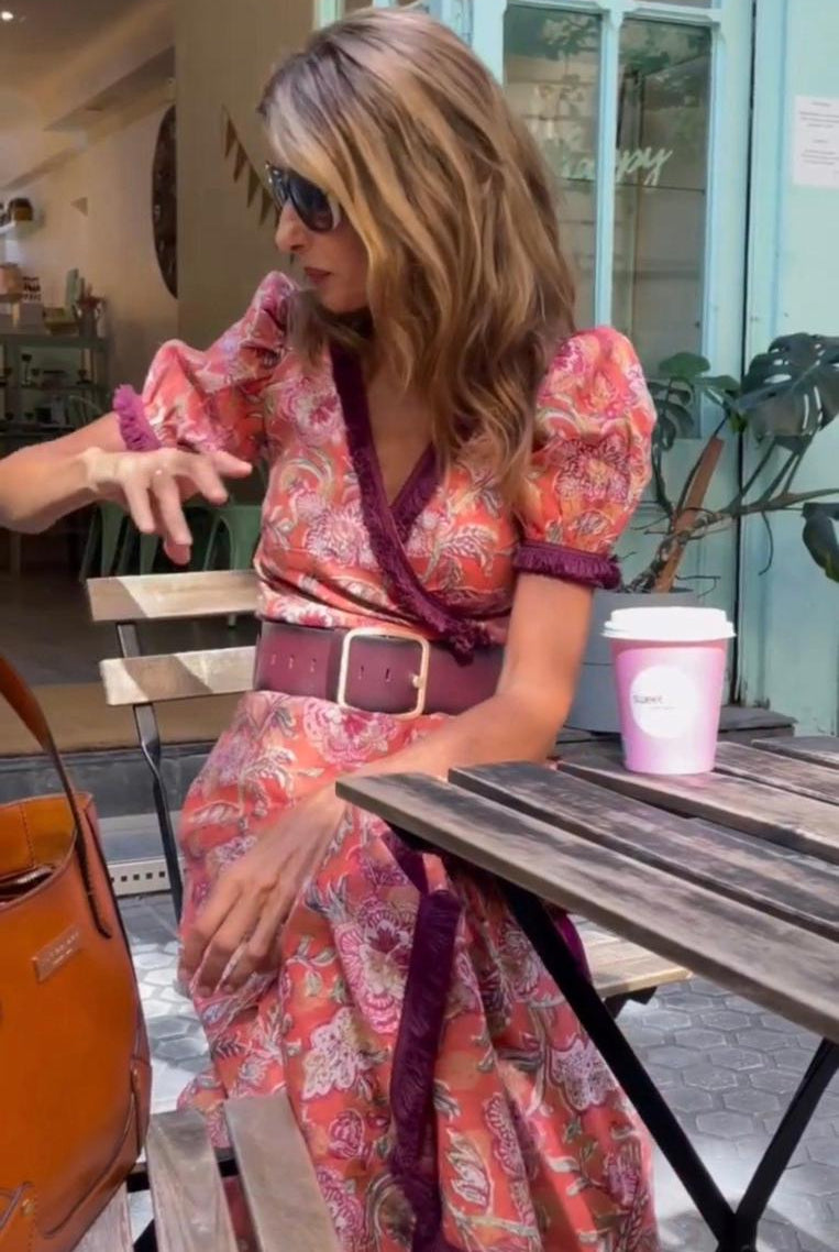 Women's Floral Maxi Dress with Tie Waist Belt