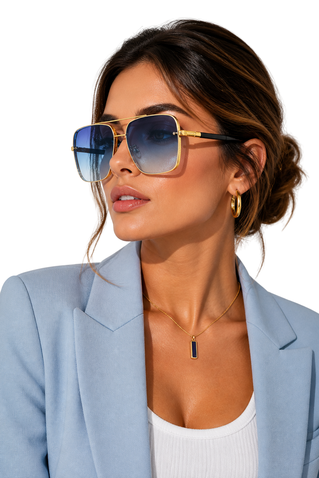 Retro Aviator Sunglasses with Gold Frame and UV400 Gradient Lens