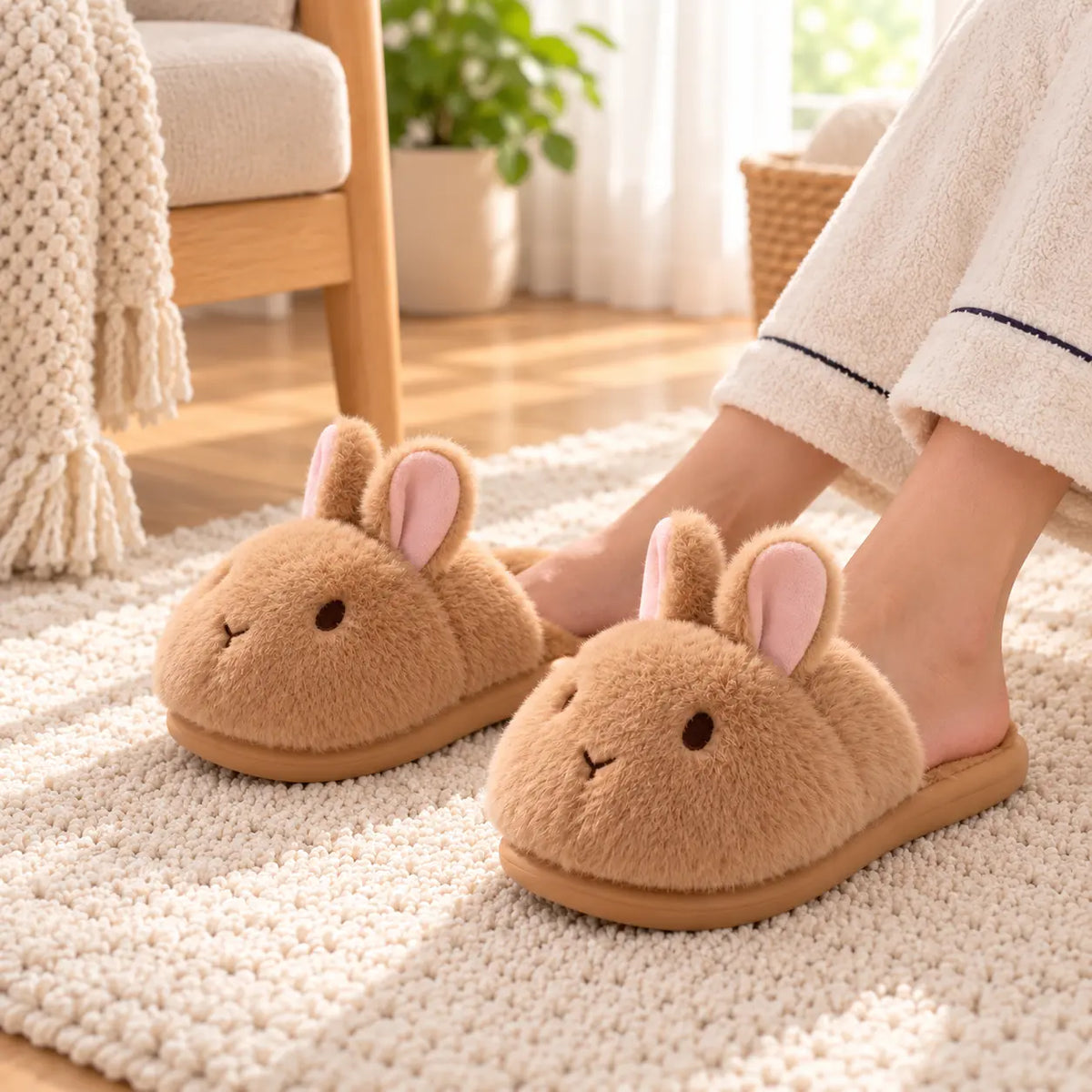 Women's Plush Slippers - Soft Cushioned Comfort Sole