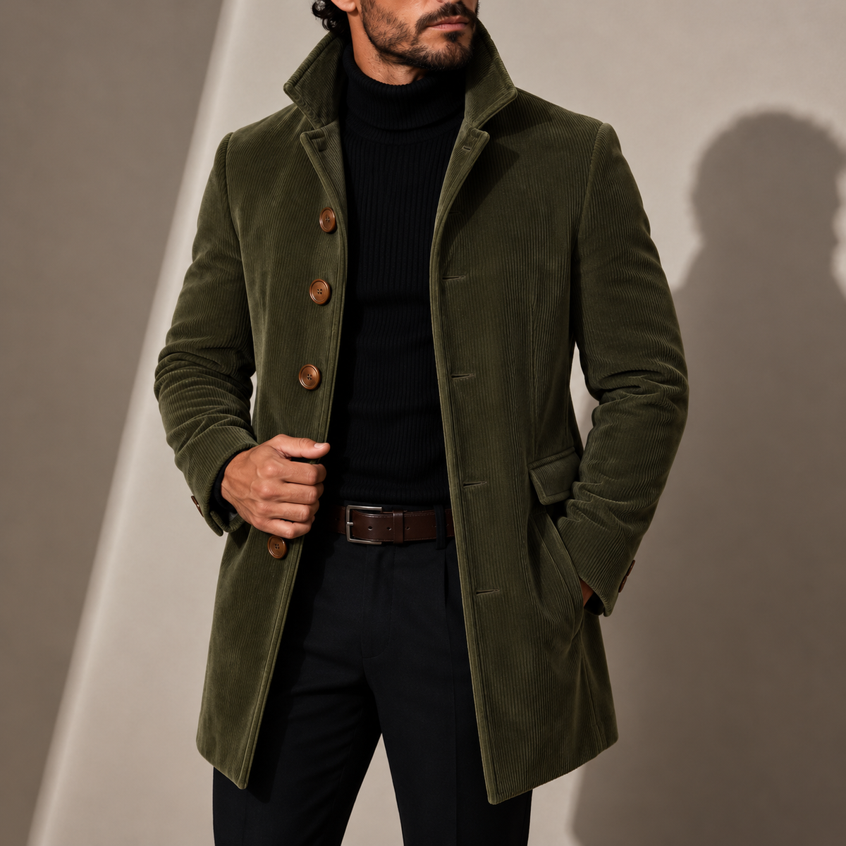 Men's Winter Coat with Stand Collar – Tailored Fit