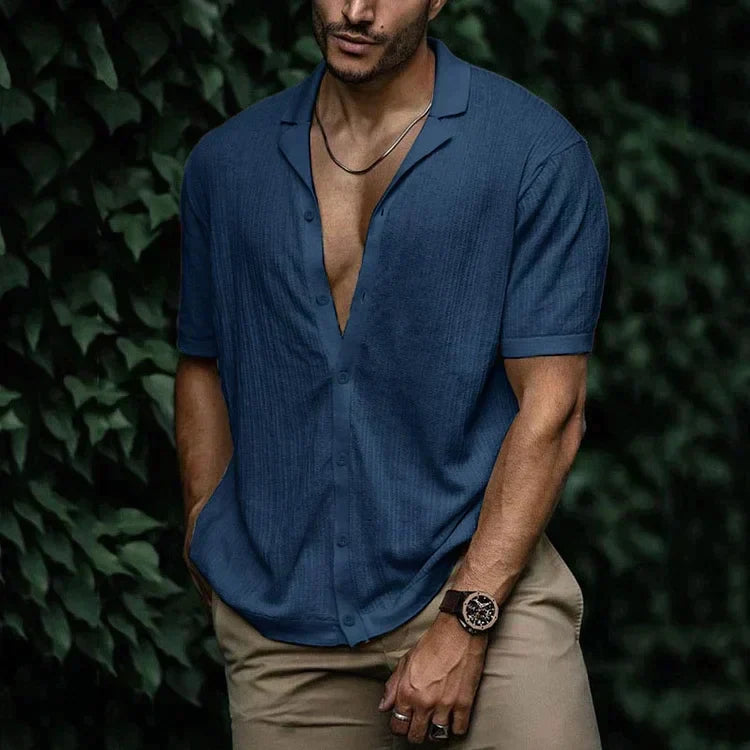 Men's Casual Short Sleeve Button Up Shirt