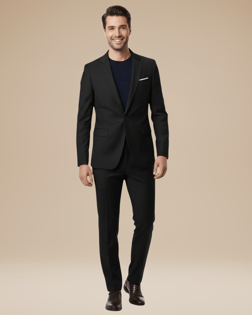 Men's Two-Piece Tailored Suit – Stretch Fabric Slim Fit