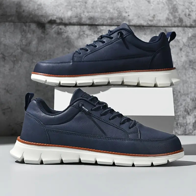 Men's Leather Sneakers with Orthopedic Cushioned Insole