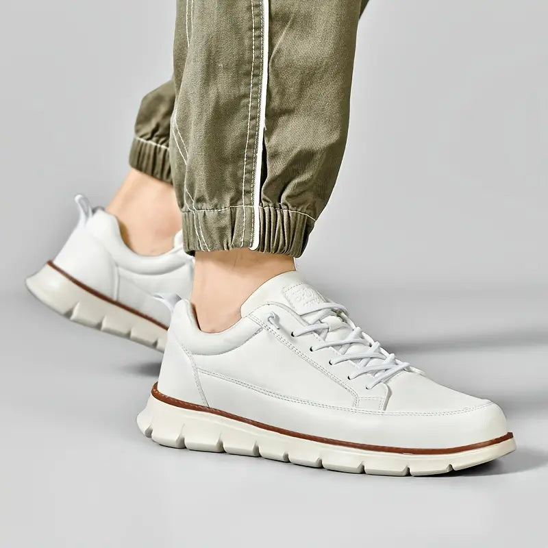 Men's Leather Sneakers with Orthopedic Cushioned Insole