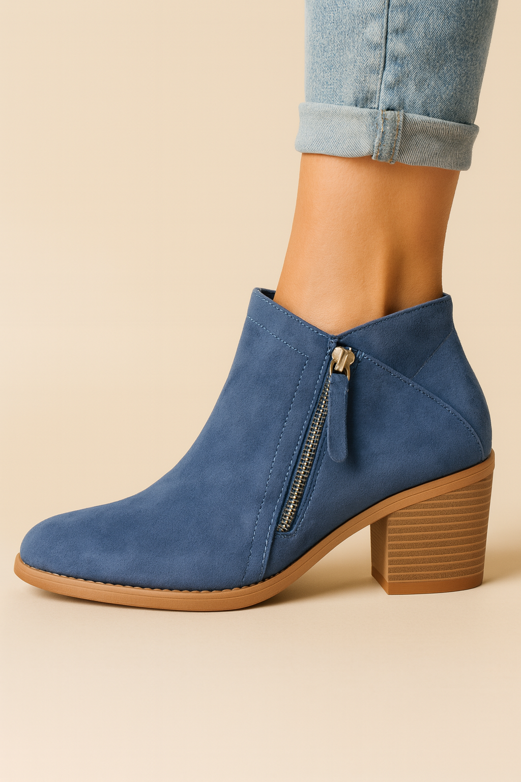 Women's Orthopedic Ankle Boots with Side Zip and Block Heel