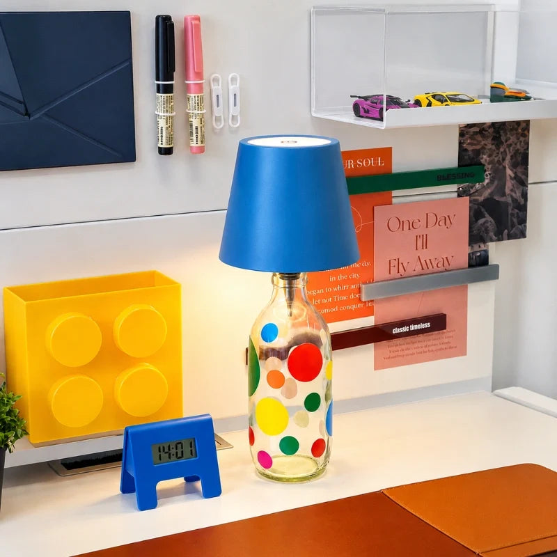 Rechargeable Bottle Topper Table Lamp - Dimmable Cordless LED Light