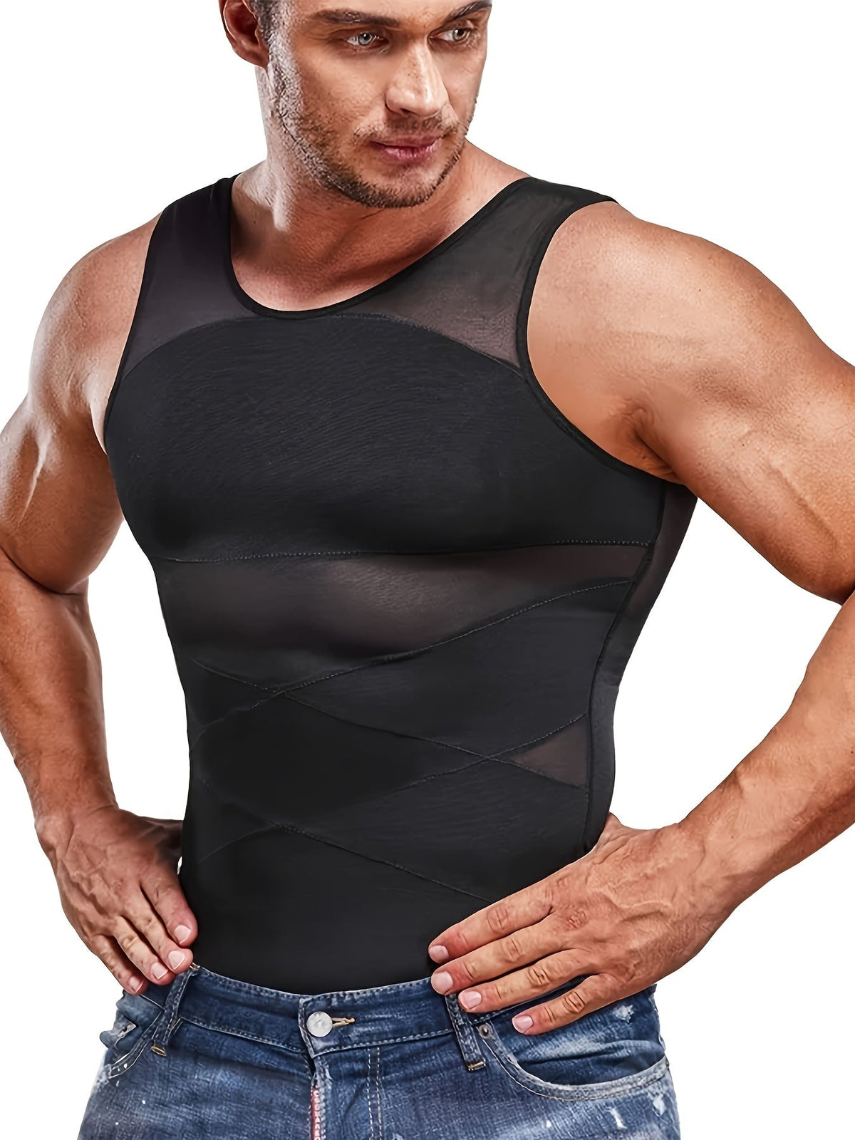 Men's Fitted Tank Top Sleeveless Muscle Vest Slim Fit